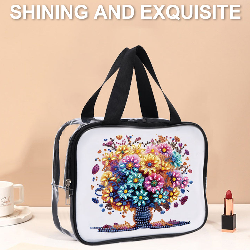 DIY Tree of Life Diamond Art Rhinestone Makeup Bag Transparent PVC Storage Pack
