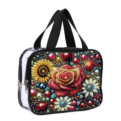 DIY Rose Diamond Art Rhinestone Makeup Bag Transparent PVC Storage Pack Gift