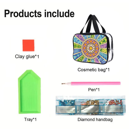 DIY Diamond Art Rhinestone Makeup Bag Crystal Transparent PVC Storage Pack Gift