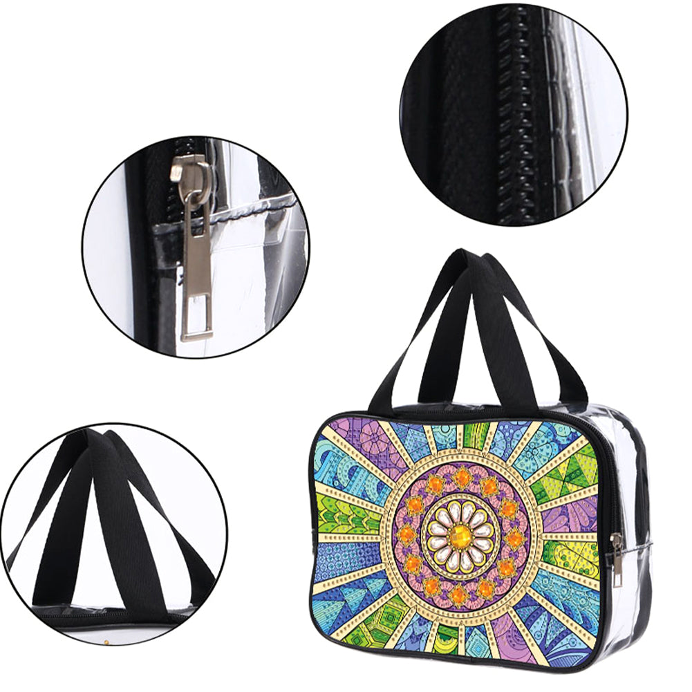 DIY Mandala Diamond Art Rhinestone Makeup Bag Transparent PVC Storage Pack Gift