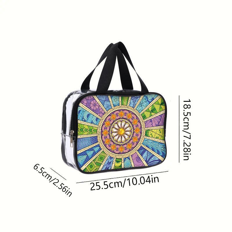 DIY Mandala Diamond Art Rhinestone Makeup Bag Transparent PVC Storage Pack Gift