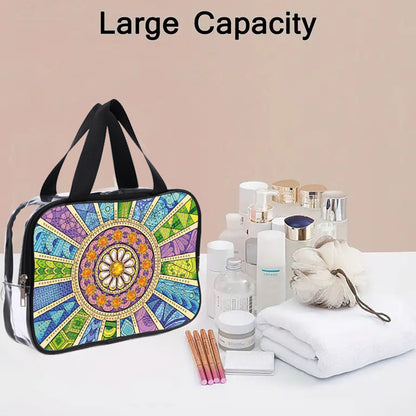 DIY Mandala Diamond Art Rhinestone Makeup Bag Transparent PVC Storage Pack Gift