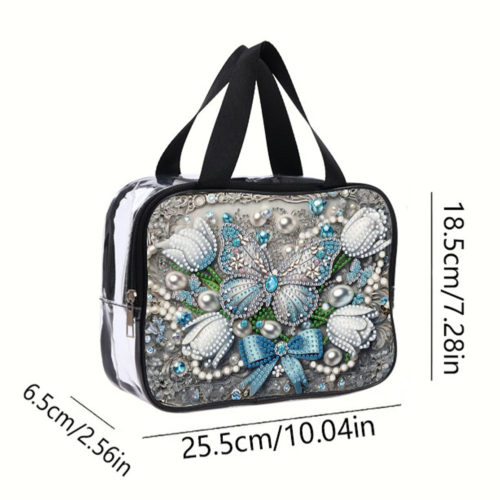 DIY Butterfly Diamond Art Rhinestone Makeup Bag Transparent PVC Storage Pack