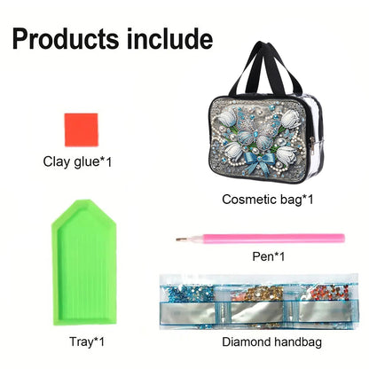 DIY Butterfly Diamond Art Rhinestone Makeup Bag Transparent PVC Storage Pack