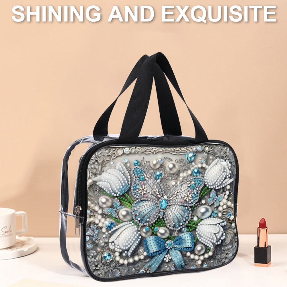 DIY Diamond Art Rhinestone Makeup Bag Crystal Transparent PVC Storage Pack Gift