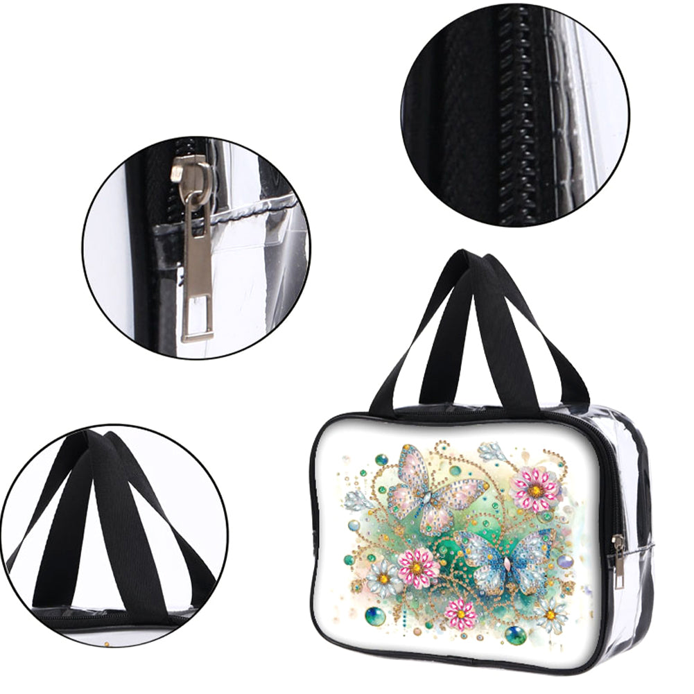 DIY Butterfly Diamond Art Rhinestone Makeup Bag Transparent PVC Storage Pack