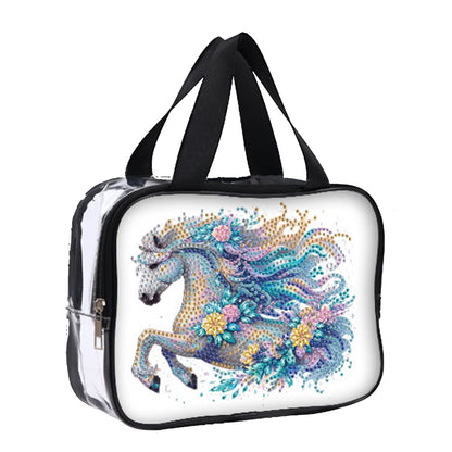 DIY Horse Diamond Art Rhinestone Makeup Bag Transparent PVC Storage Pack Gift
