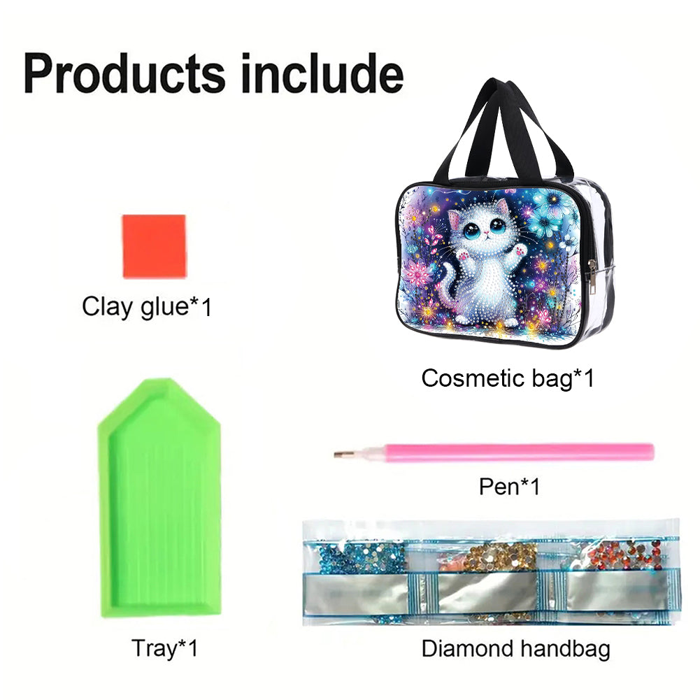 DIY Diamond Art Rhinestone Makeup Bag Crystal Transparent PVC Storage Pack Gift