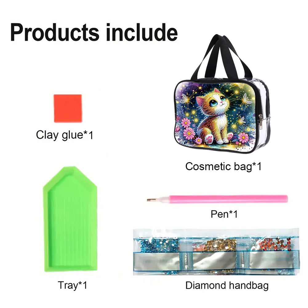 DIY Diamond Art Rhinestone Makeup Bag Crystal Transparent PVC Storage Pack Gift
