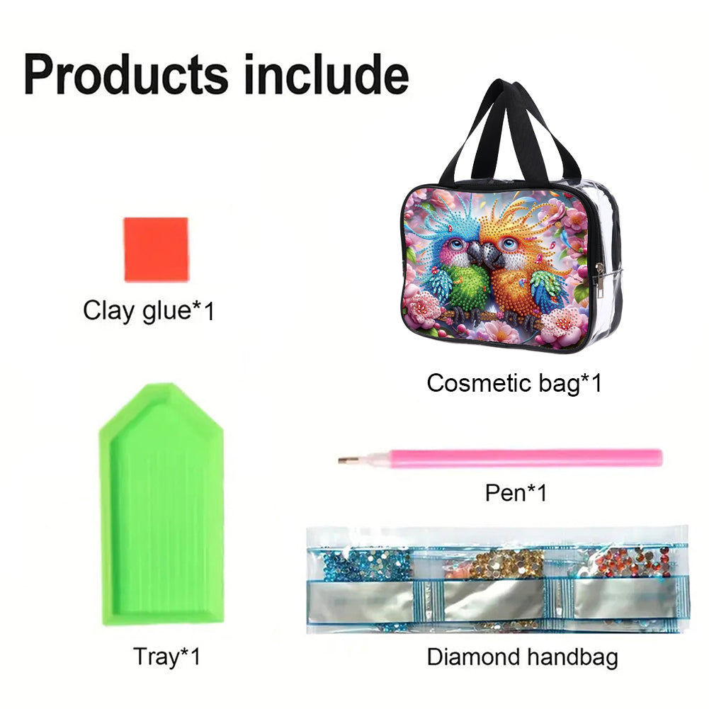 DIY Diamond Art Rhinestone Makeup Bag Crystal Transparent PVC Storage Pack Gift