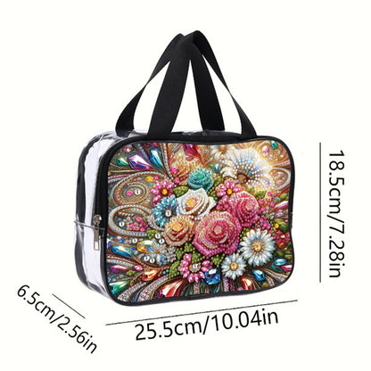 DIY Gemstone Flower Diamond Art Rhinestone Makeup Bag Transparent Storage Pack