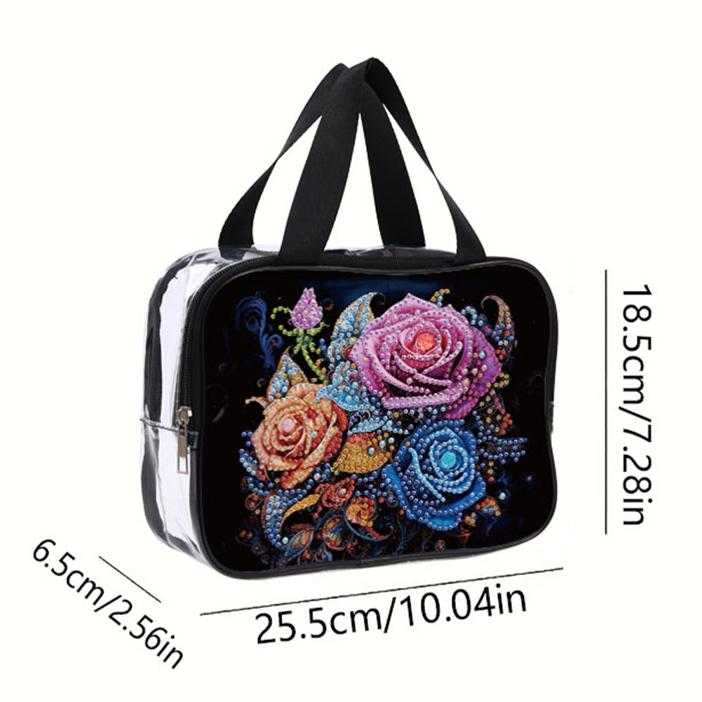DIY Diamond Art Rhinestone Makeup Bag Crystal Transparent PVC Storage Pack Gift