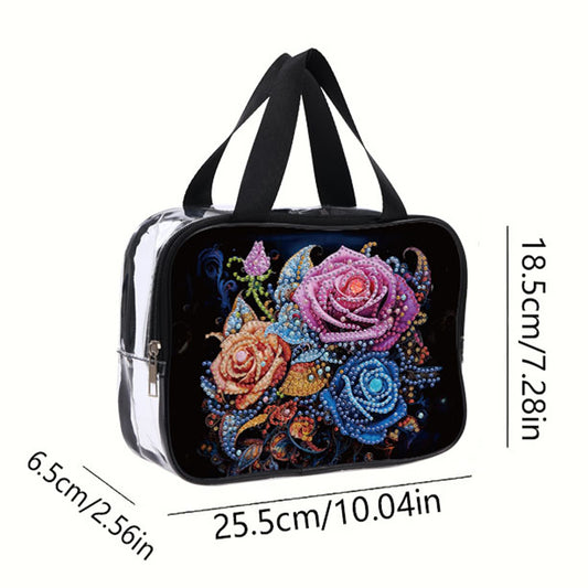 DIY Diamond Art Rhinestone Makeup Bag Crystal Transparent PVC Storage Pack Gift