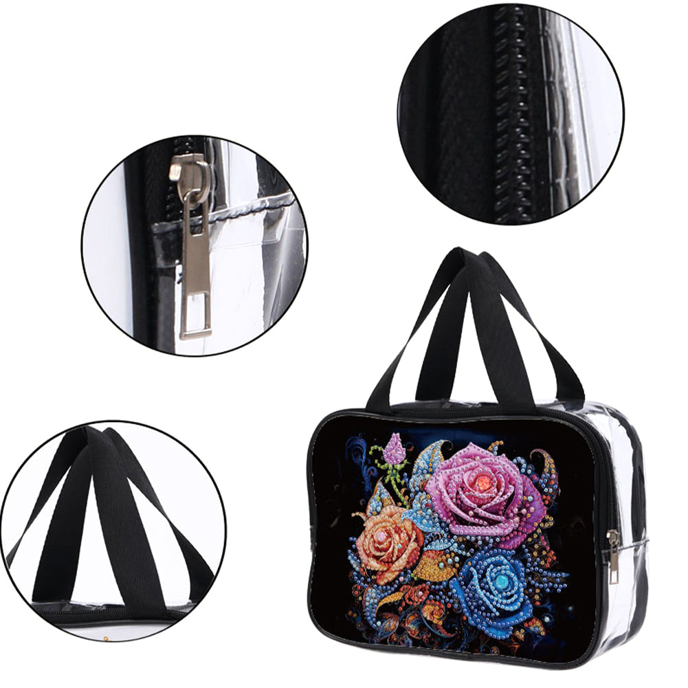 DIY Diamond Art Rhinestone Makeup Bag Crystal Transparent PVC Storage Pack Gift