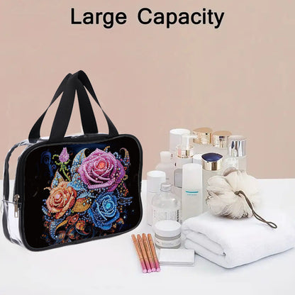 DIY Diamond Art Rhinestone Makeup Bag Crystal Transparent PVC Storage Pack Gift