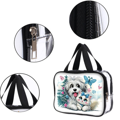 DIY Puppy Diamond Art Rhinestone Makeup Bag Transparent PVC Storage Pack Gift