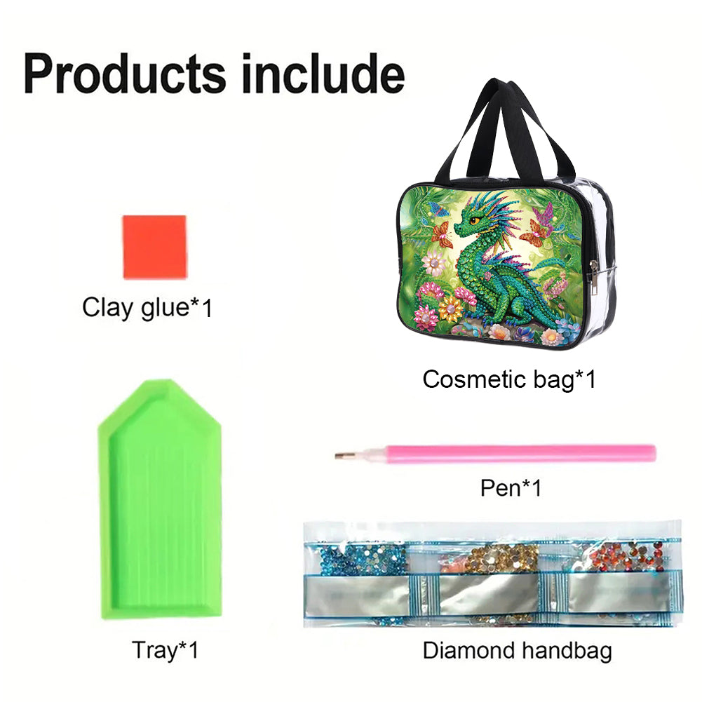 DIY Pterosaur Diamond Art Rhinestone Makeup Bag Transparent PVC Storage Pack