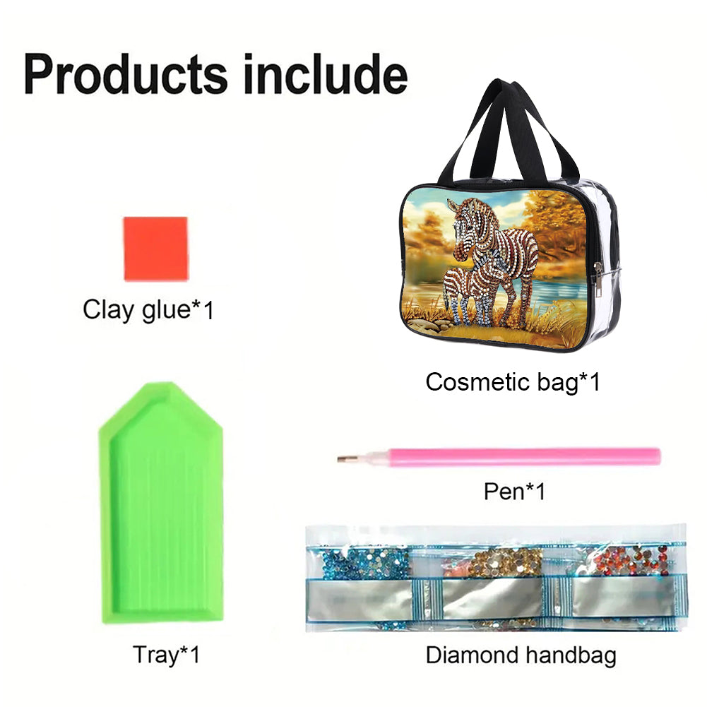 DIY Diamond Art Rhinestone Makeup Bag Crystal Transparent PVC Storage Pack Gift
