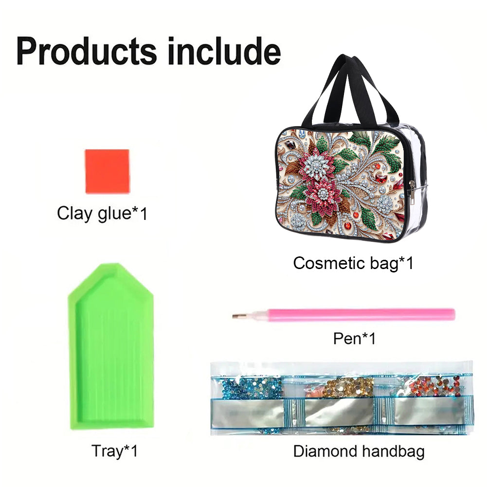 DIY Diamond Art Rhinestone Makeup Bag Crystal Transparent PVC Storage Pack Gift
