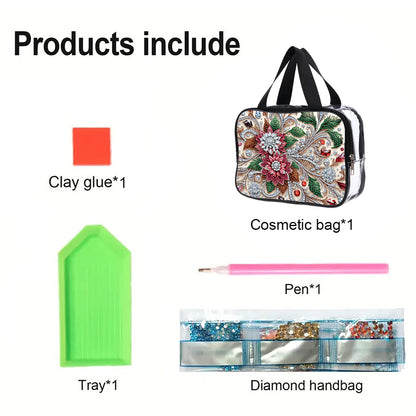 DIY Diamond Art Rhinestone Makeup Bag Crystal Transparent PVC Storage Pack Gift