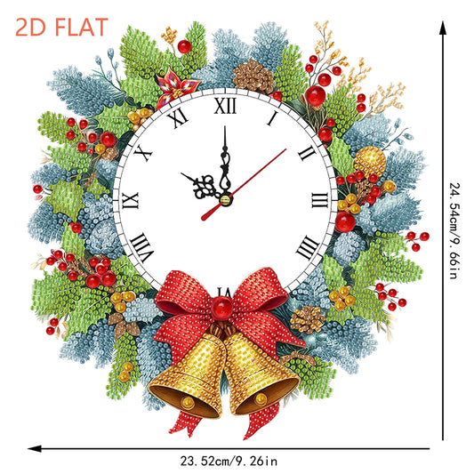 2D Flat DIY Christmas Acrylic Diamond Painting Clock Pendant for Home Decoration