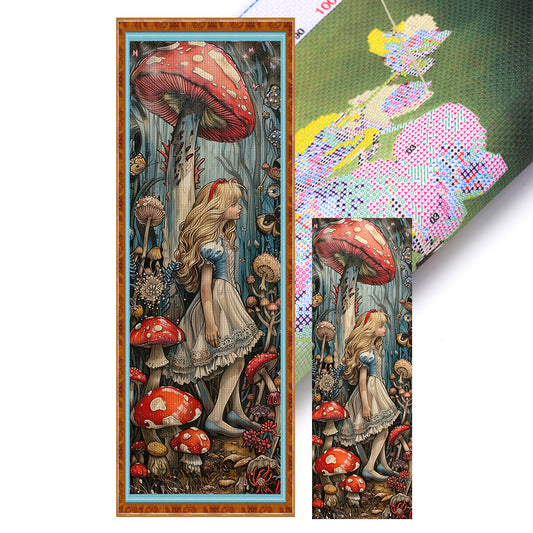 Girl Under A Mushroom - 11CT Stamped Cross Stitch 30*90CM
