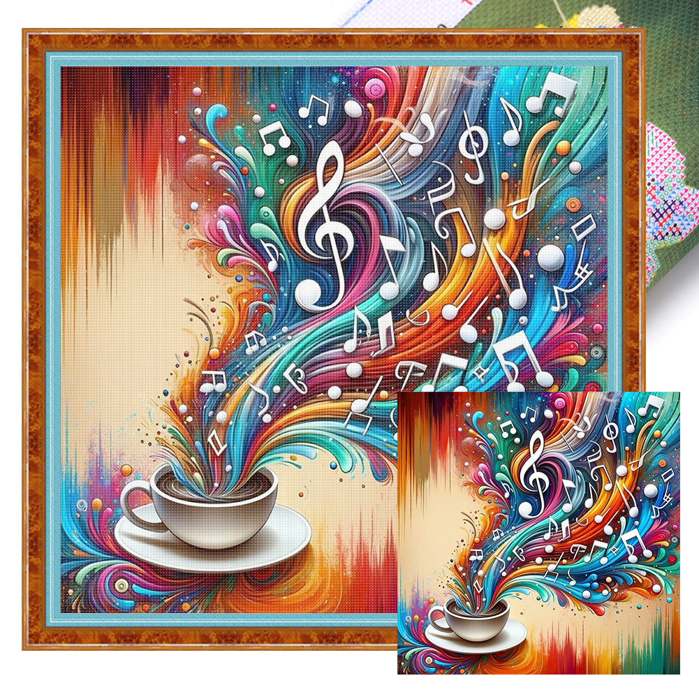 Colored Musical Notes - 11CT Stamped Cross Stitch 40*40CM