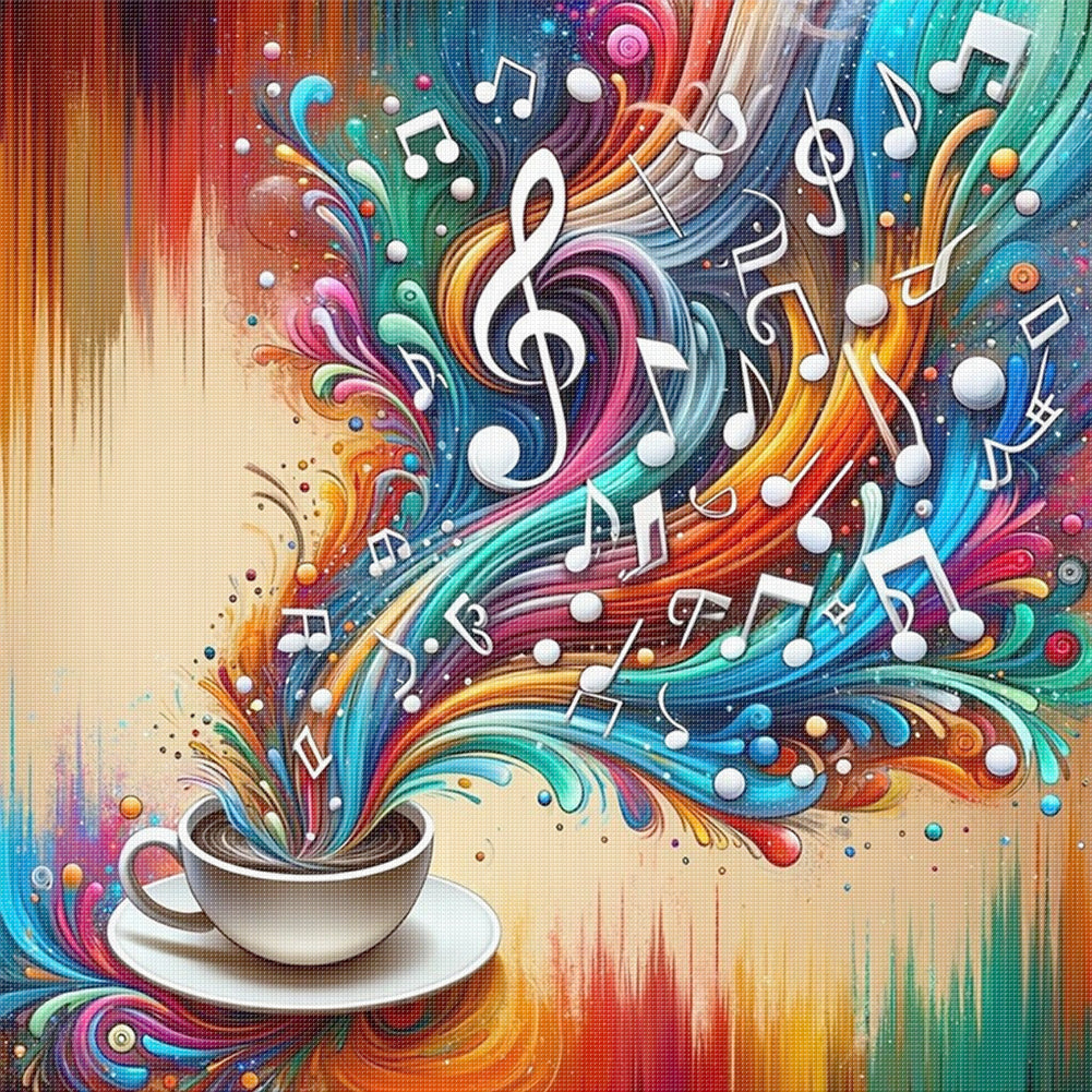 Colored Musical Notes - 11CT Stamped Cross Stitch 40*40CM