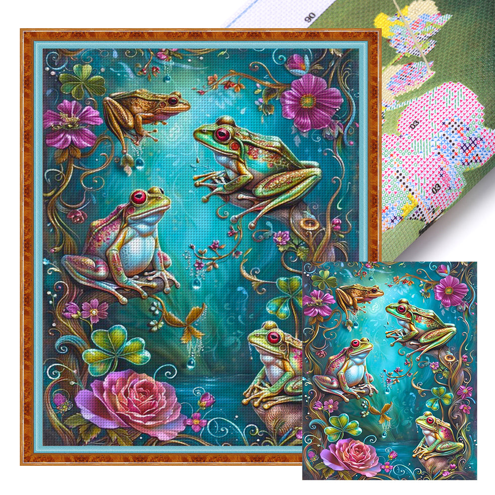Frog - 14CT Stamped Cross Stitch 40*50CM
