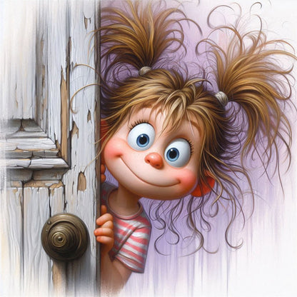 Girl Opening The Door - 11CT Stamped Cross Stitch 40*40CM