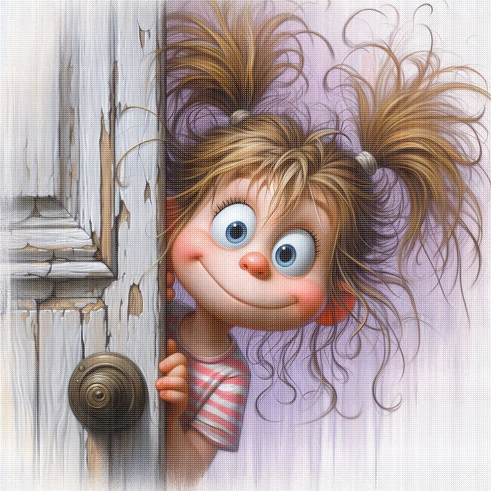 Girl Opening The Door - 11CT Stamped Cross Stitch 40*40CM