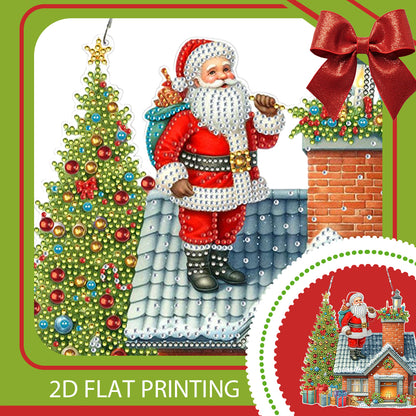 2D/Flat Xmas DIY Diamond Art Acrylic Pendant Wall Door Decoration (Santa Claus)