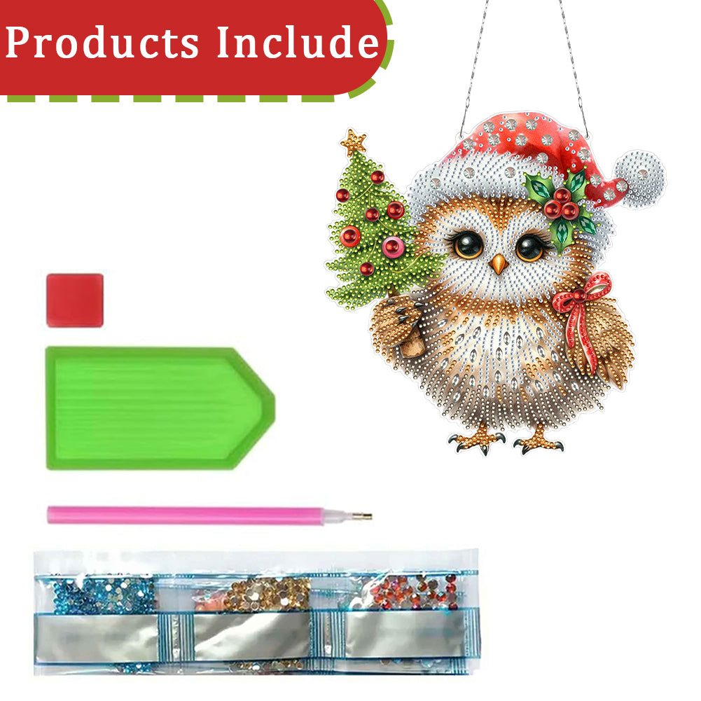 2D Flat Christmas DIY Hanging Diamond Art Kits Window Hanging Art for Home Decor