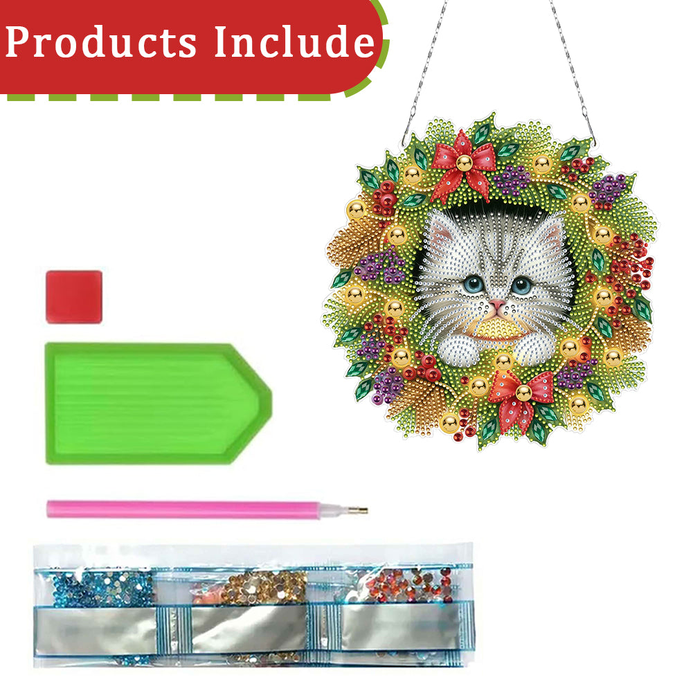 2D Flat Christmas DIY Hanging Diamond Art Kits Window Hanging Art for Home Decor
