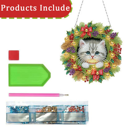 2D Flat Christmas DIY Hanging Diamond Art Kits Window Hanging Art for Home Decor