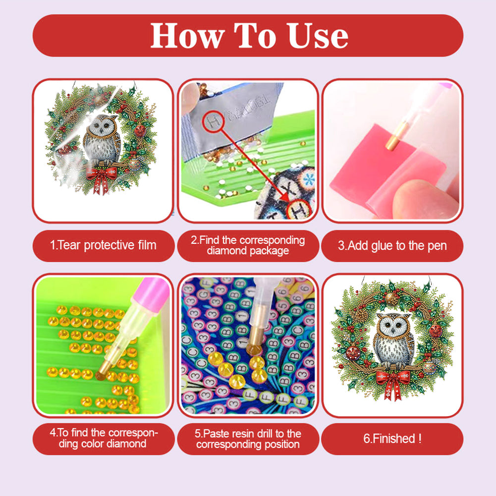 2D Flat Christmas DIY Hanging Diamond Art Kits Window Hanging Art for Home Decor