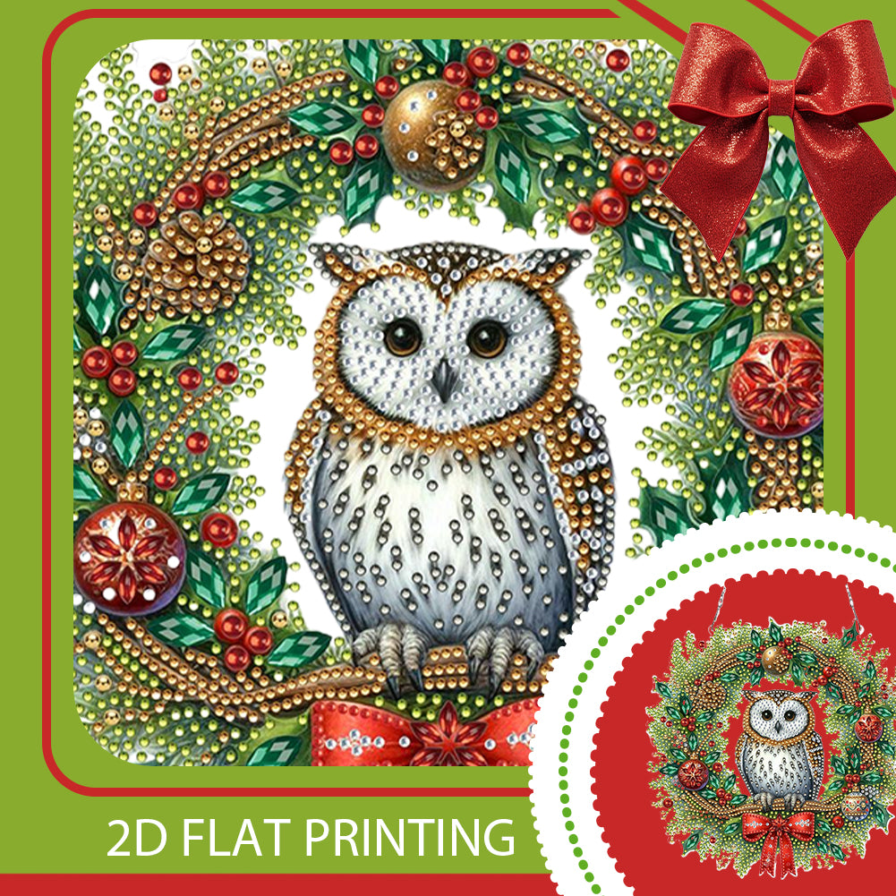 2D/Flat Christmas DIY Diamond Art Acrylic Pendant Wall Door Decoration (Wreath)