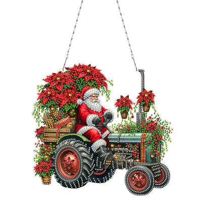 2D Flat Christmas DIY Hanging Diamond Art Kits Window Hanging Art for Home Decor