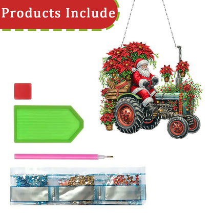 2D Flat Christmas DIY Hanging Diamond Art Kits Window Hanging Art for Home Decor