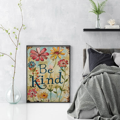 Flower Calligraphy And Painting - 14CT Stamped Cross Stitch 30*40CM