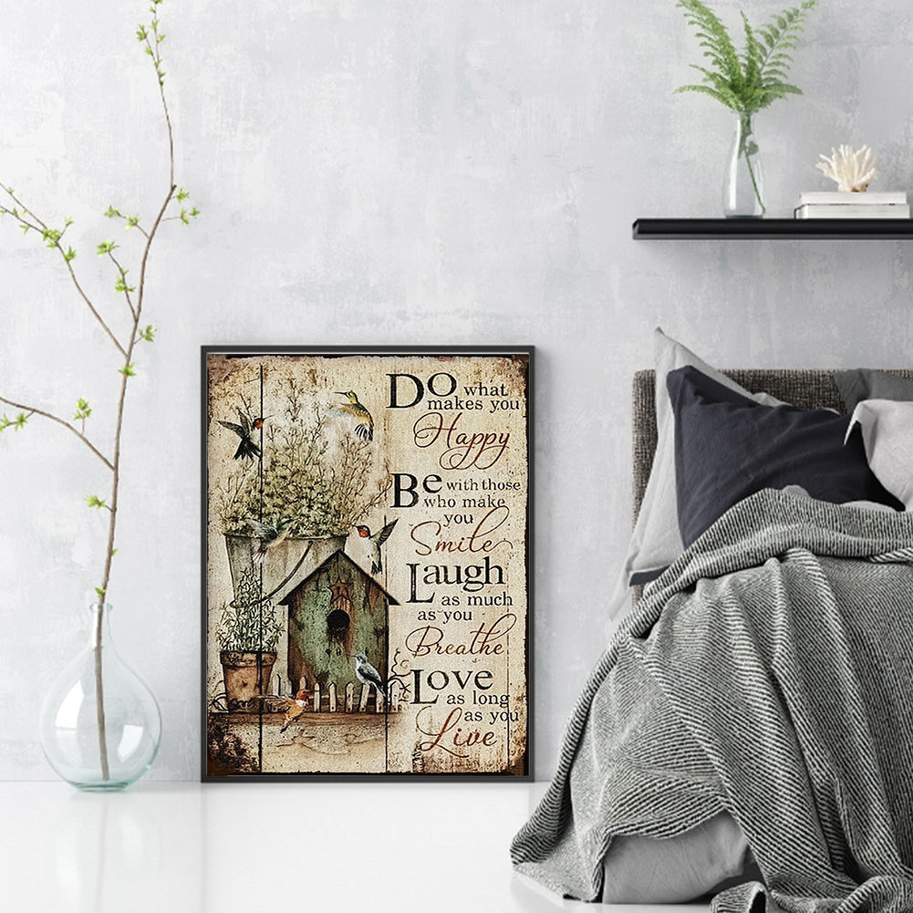 Birdhouse Calligraphy And Painting - 14CT Stamped Cross Stitch 30*40CM