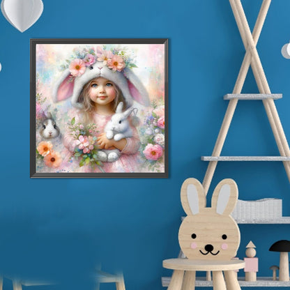 Rabbit And Little Girl - Full Round Drill Diamond Painting 40*40CM