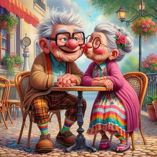 Warm Old Couple - Full Round Drill Diamond Painting 40*40CM