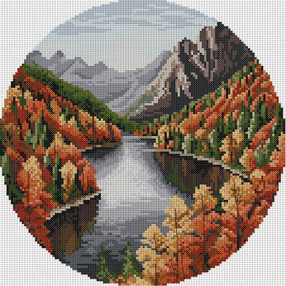 Autumn Lake - 11CT Stamped Cross Stitch 37*37CM(Joy Sunday)