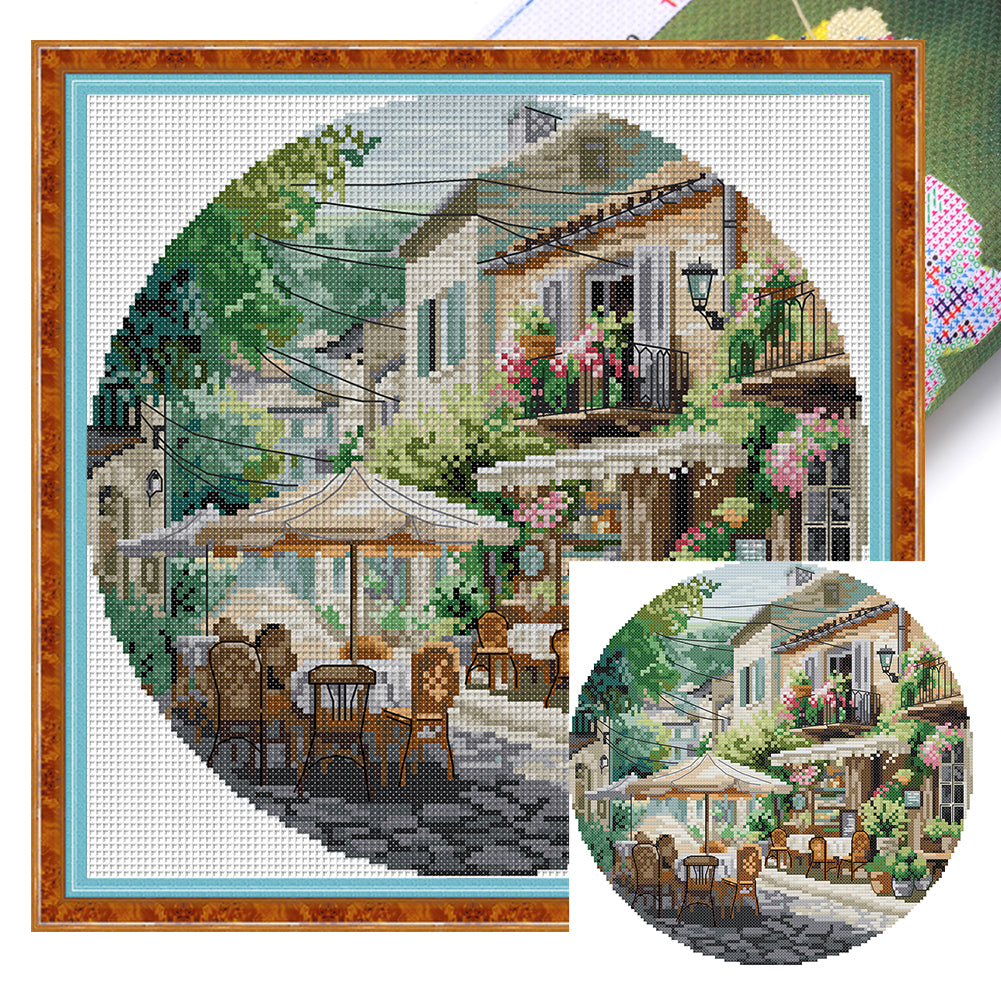 Coffee Shop - 11CT Stamped Cross Stitch 37*37CM(Joy Sunday)