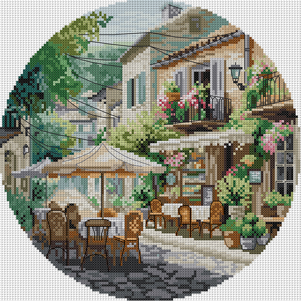 Coffee Shop - 11CT Stamped Cross Stitch 37*37CM(Joy Sunday)
