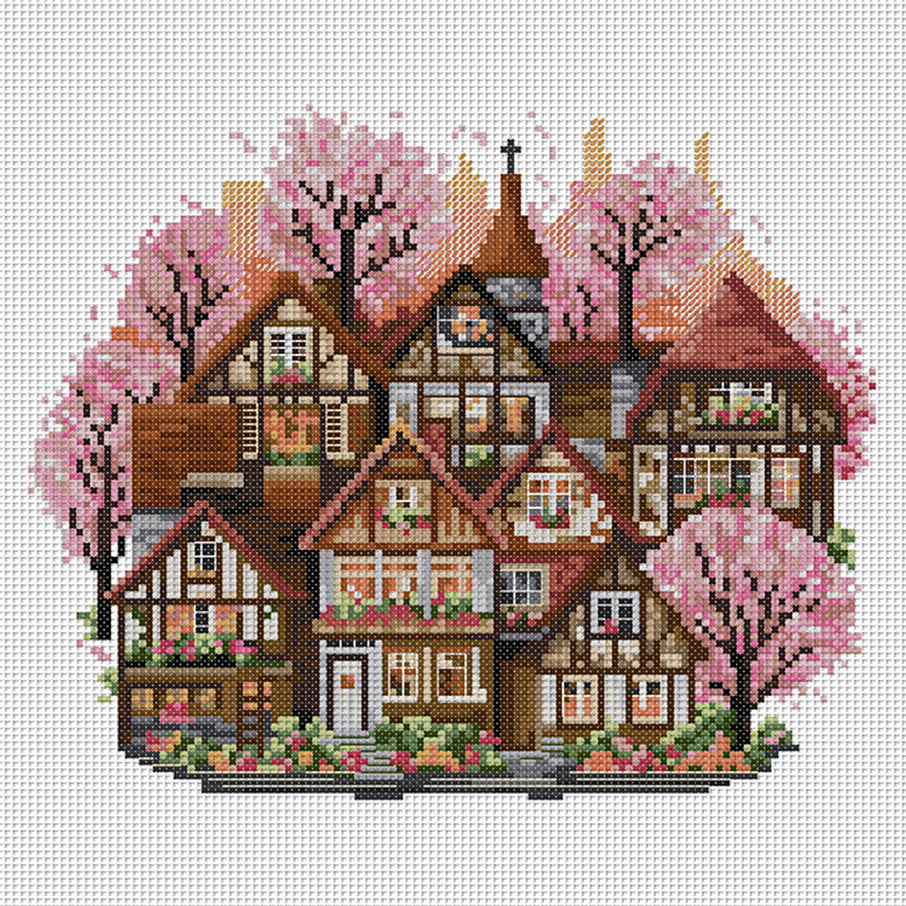 Spring Cottage - 11CT Stamped Cross Stitch 37*37CM(Joy Sunday)