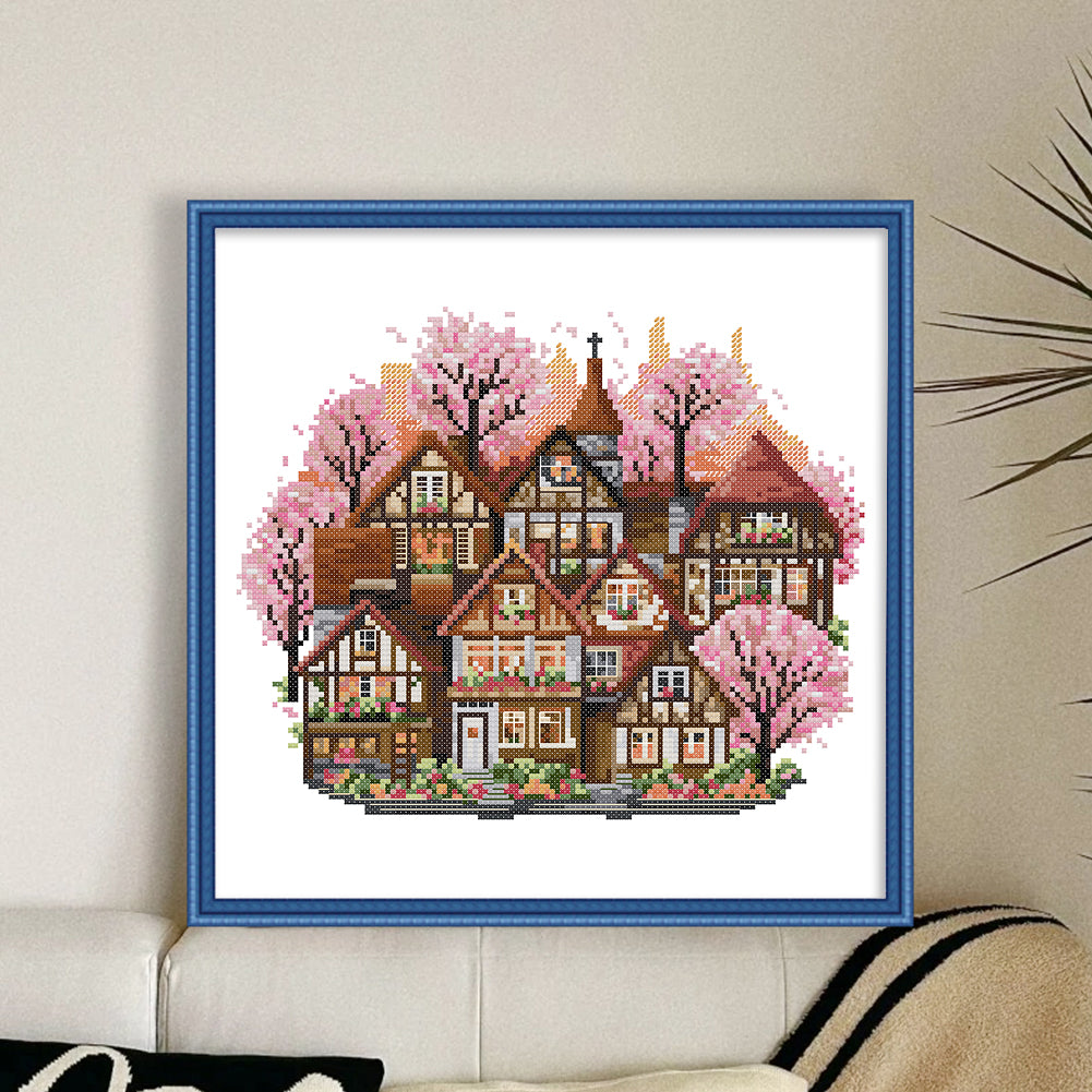 Spring Cottage - 11CT Stamped Cross Stitch 37*37CM(Joy Sunday)