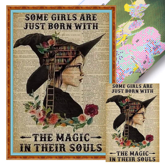 Witch Books - 11CT Stamped Cross Stitch 40*60CM