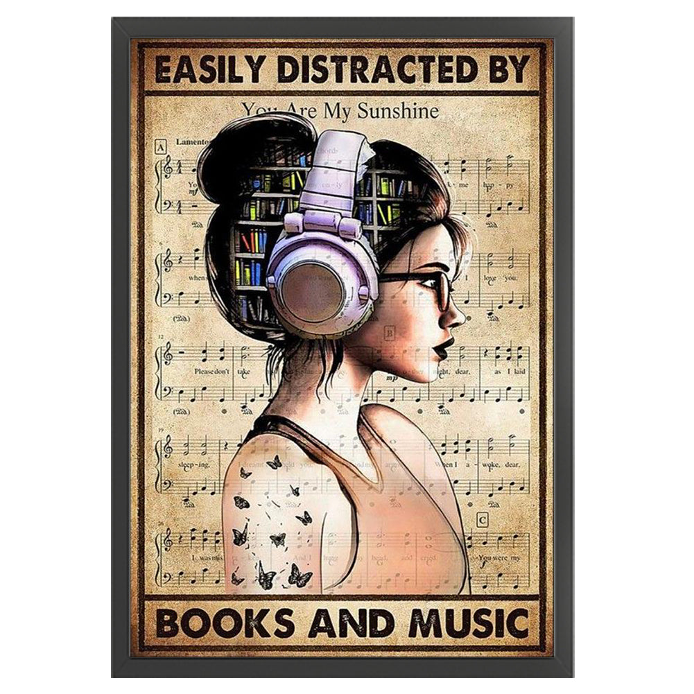 Girl With Headphones - 11CT Stamped Cross Stitch 40*60CM